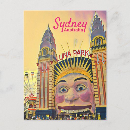 Sydney Luna Park leuk park digitale kunstreizen Briefkaart (Voorkant)