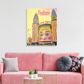 Sydney Luna Park leuk reisblad Canvas Afdruk (Insitu (Woonkamer))