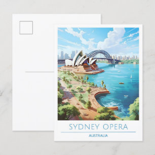 Sydney Opera Australia Art Vintage Travel Briefkaart