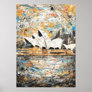 Sydney Opera House Abstracte Druppel Schilderij Poster