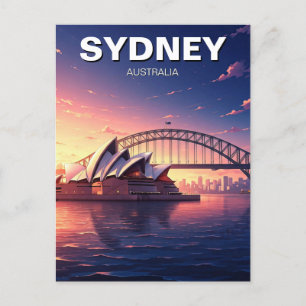 Sydney Opera House Australia Sunset Bridge Briefkaart
