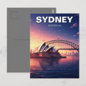 Sydney Opera House Australia Sunset Bridge Briefkaart (Voorkant / Achterkant)