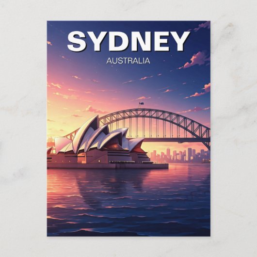 Sydney Opera House Australia Sunset Bridge Briefkaart (Voorkant)