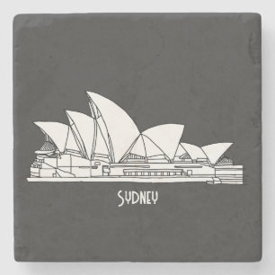 Sydney Opera House Australia tekenend souvenir Stenen Onderzetter