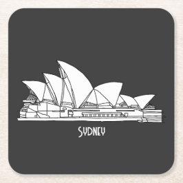 Sydney Opera House Australia tekenend souvenir Vierkante Kartonnen Onderzetter