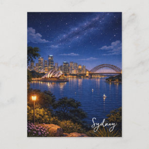 Sydney Opera House Australië 's nachts Briefkaart