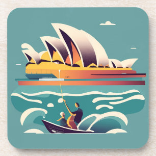 Sydney Opera House Australië schilderij souvenir Bier Onderzetter