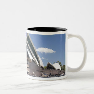 Sydney Opera House exterieur, Sydney, Nieuw-Zuid-W Tweekleurige Koffiemok