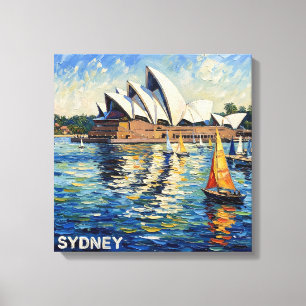 Sydney Opera House Haven Zeilen Uitgerekte Canvas Afdruk
