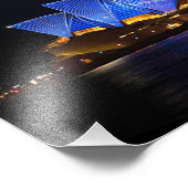 Sydney Opera House heeft 's nachts in Blauw gezete Foto Afdruk (Hoek)