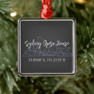Sydney Opera House Latitude Longitude Metalen Ornament