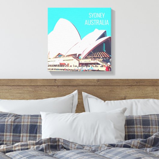 Sydney Opera House modern reisblad Canvas Afdruk (Insitu (Slaapkamer))
