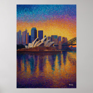 Sydney Opera House Pointillisme Silhouette Kunst Poster