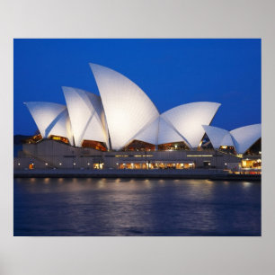 Sydney Opera House 's nachts, Sydney, Nieuw-Zuid-W Poster