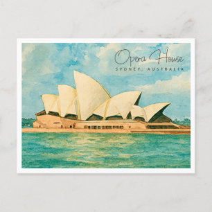Sydney Opera House Waterverf Reizen Feestdagenkaart