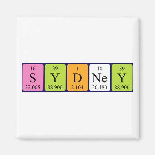 Sydney periodiek table name magnet magneet (Voorkant)