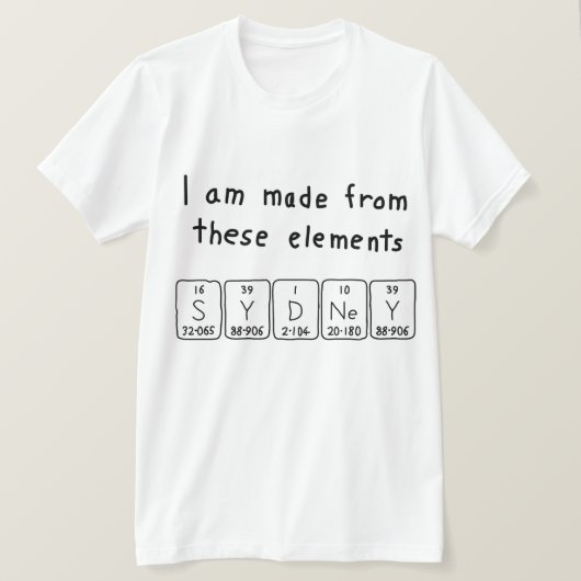Sydney periodiek table name shirt (Design voorkant)