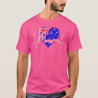 Sydney Silhouet Hartslag Australië Vlag Liefhebber T-shirt