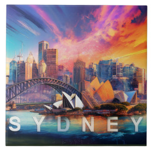 Sydney Silhouette Kunst  Tegeltje