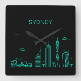 Sydney skyline vierkante klok