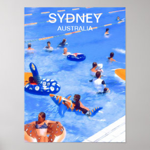 Sydney Summer pools zwemmen tegen een decor Poster