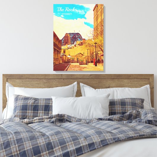 Sydney The Rocks met een havenbrug Canvas Afdruk (Insitu (Slaapkamer))