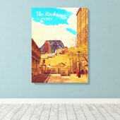 Sydney The Rocks met een havenbrug Canvas Afdruk (Insitu (Houten vloer))