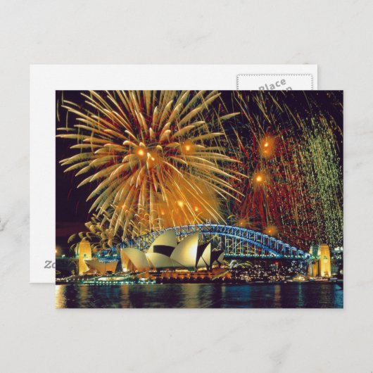 Sydney under Fireworks Postcard Briefkaart (Voorkant / Achterkant)