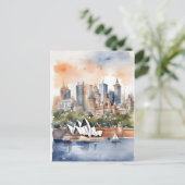 Sydney waterverf kunst briefkaart (Staand voorkant)
