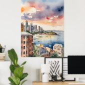 Sydney waterverf kunst poster (Thuiskantoor)