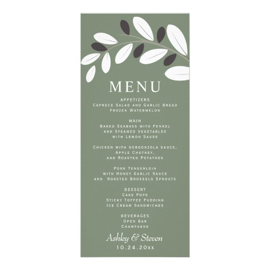Sylized Olijftak Mediterraan groen menukaart Reclamekaart (Voorkant)