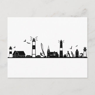 SYLT Nordsee Insel City Skyline Silhouette Briefkaart