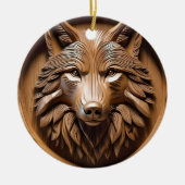 Sylvan Sentinel: De majestueuze wolfprint Keramisch Ornament (Voorkant)