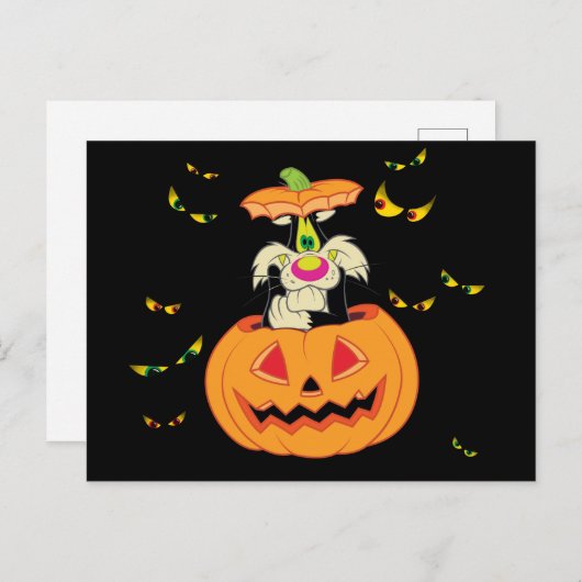 SYLVESTER™ Hiding in een Jack-o-Lantern Uitnodiging Briefkaart (Voorkant / Achterkant)