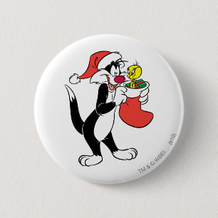 SYLVESTER™ Kat met kous Ronde Button 5,7 Cm