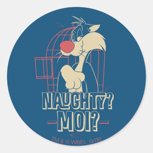 SYLVESTER™- Naughty? Moi? Ronde Sticker (Voorkant)