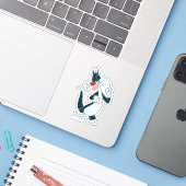 Sylvester Paw Up Sticker (Laptop met iPhone)