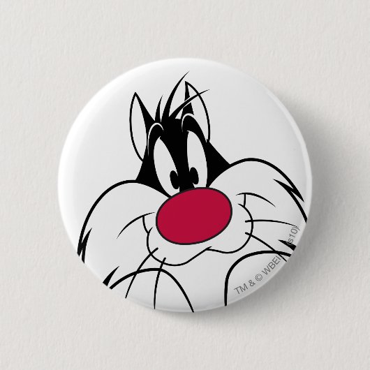 SYLVESTER™ Red Nose Face Ronde Button 5,7 Cm (Voorkant)