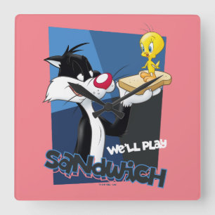 SYLVESTER™ & TWEETY™ "We'll Play Sandwich" Vierkante Klok