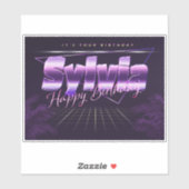 Sylvia Nom Prénom lila retro Sticker (Feuille)