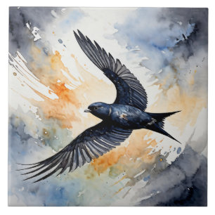 Symbiotic Sky Dancer: Graceful Swift Bird Tegeltje