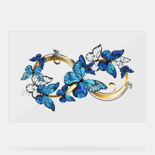 Symbol Infinity of Blue Morpho Butterflies Acryl Bord (Voorkant)