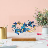 Symbol Infinity of Blue Morpho Butterflies Acryl Bord (Huwelijk)