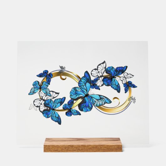 Symbol Infinity of Blue Morpho Butterflies Acryl Bord (Voorkant)