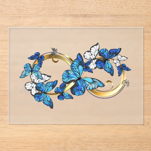 Symbol Infinity of Blue Morpho Butterflies Acryl Uitnodigingen (Voorkant)