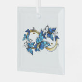 Symbol Infinity of Blue Morpho Butterflies Glas Ornament (Voorkant links)