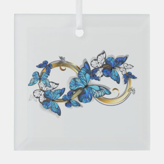 Symbol Infinity of Blue Morpho Butterflies Glas Ornament (Voorkant)