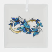 Symbol Infinity of Blue Morpho Butterflies Glas Ornament (Achterkant)