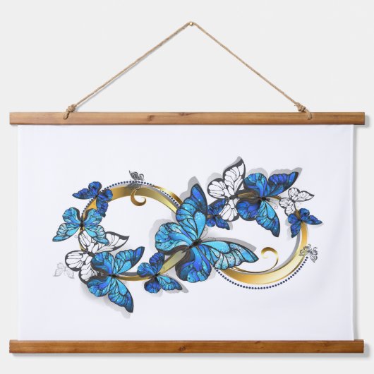 Symbol Infinity of Blue Morpho Butterflies Hangend Wandkleed (Voorkant)