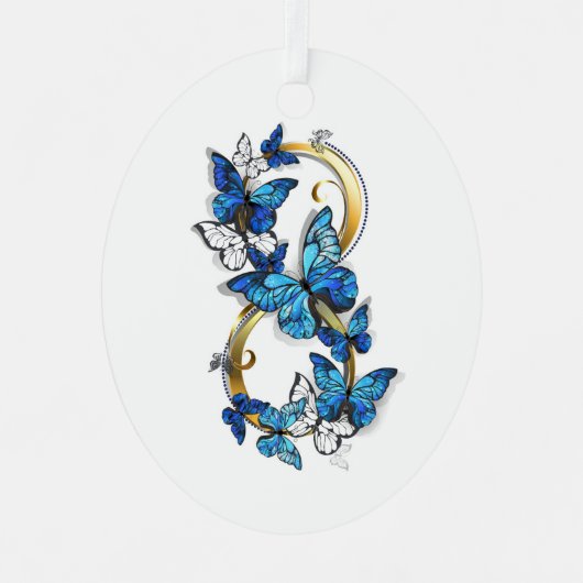 Symbol Infinity of Blue Morpho Butterflies Metalen Ornament (Voorkant)